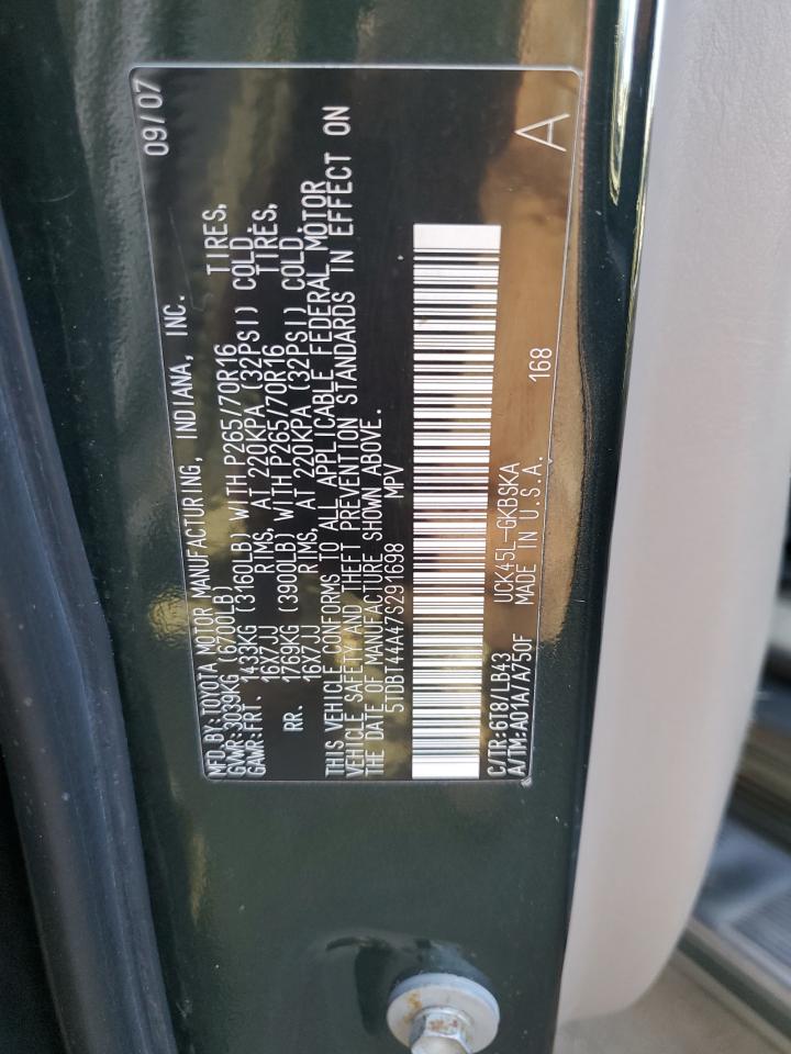 2007 Toyota Sequoia Sr5 VIN: 5TDBT44A47S291698 Lot: 85279995