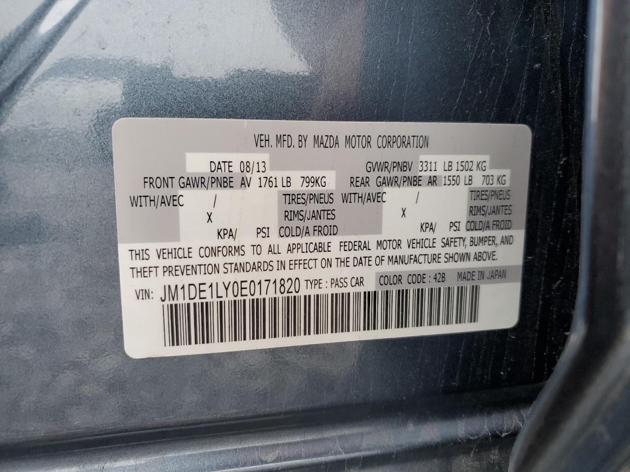 2014 Mazda Mazda2 Touring VIN: JM1DE1LY0E0171820 Lot: 82290855