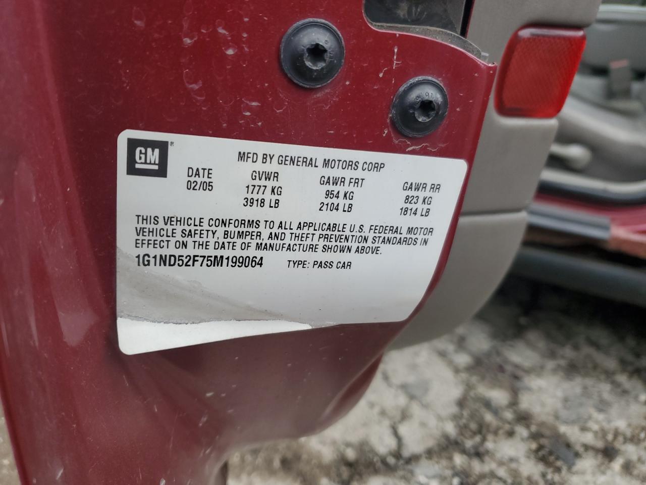 2005 Chevrolet Classic VIN: 1G1ND52F75M199064 Lot: 86687305