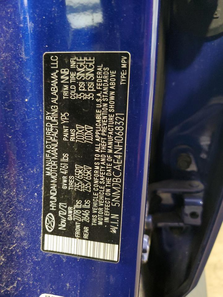 2022 Hyundai Tucson Sel VIN: 5NMJBCAE4NH068321 Lot: 84538495