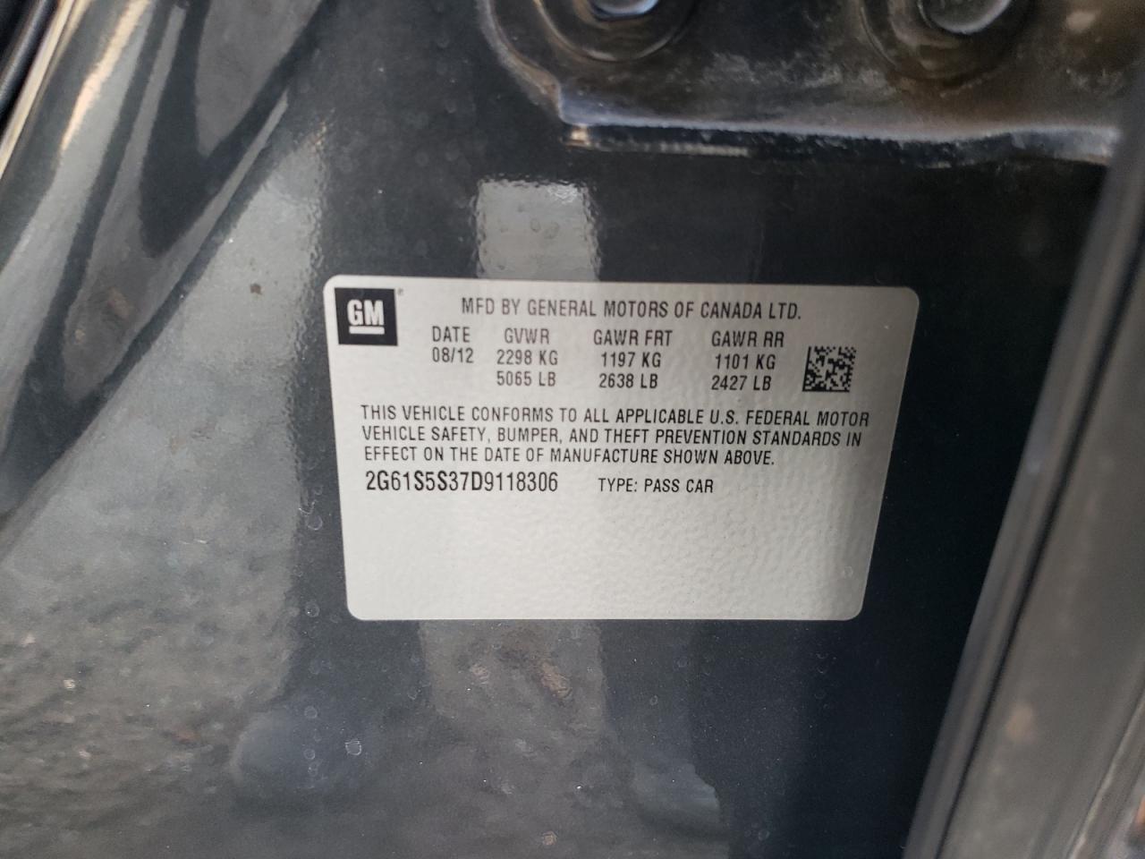 2013 Cadillac Xts Premium Collection VIN: 2G61S5S37D9118306 Lot: 90421605