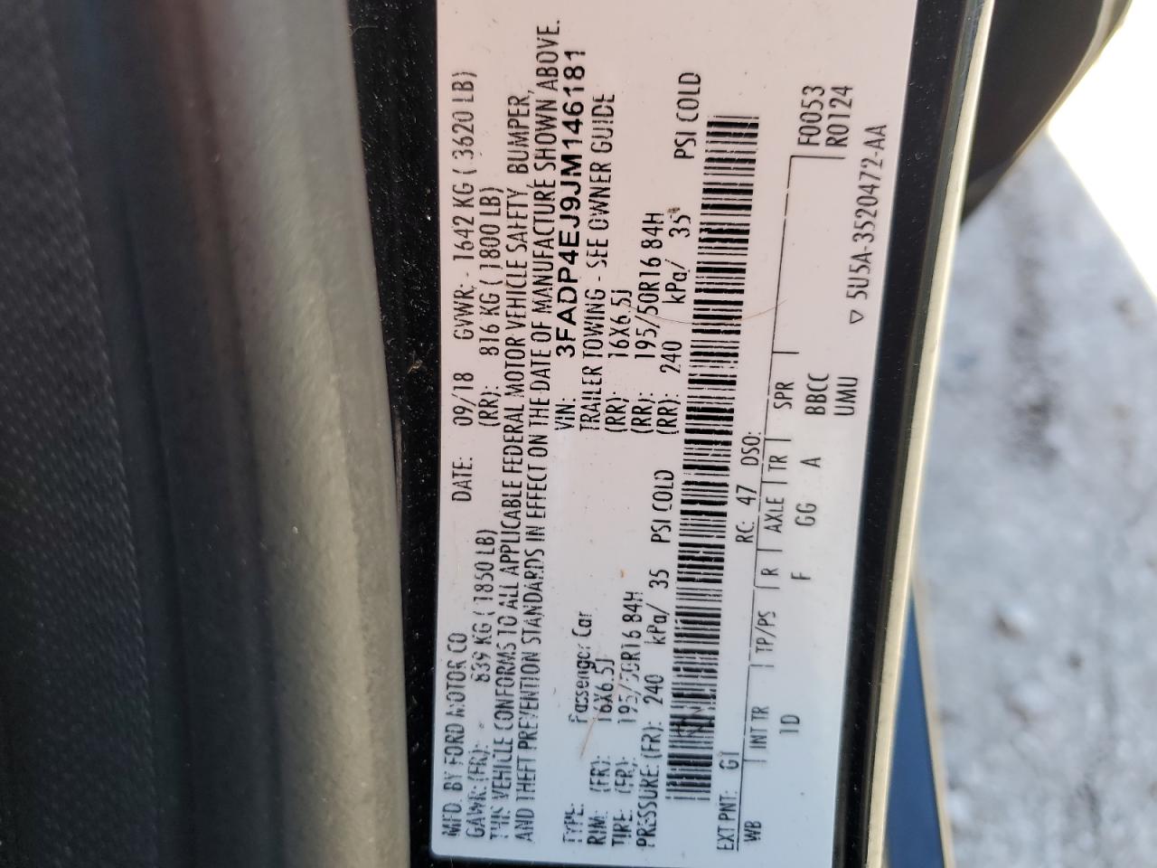 2018 Ford Fiesta Se VIN: 3FADP4EJ9JM146181 Lot: 85340645