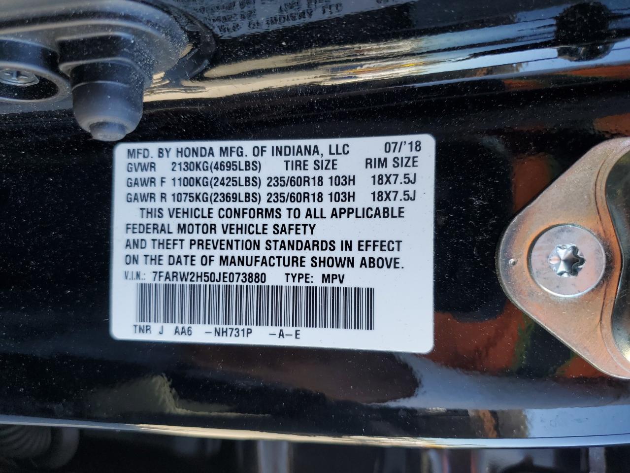 2018 Honda Cr-V Ex VIN: 7FARW2H50JE073880 Lot: 81935065