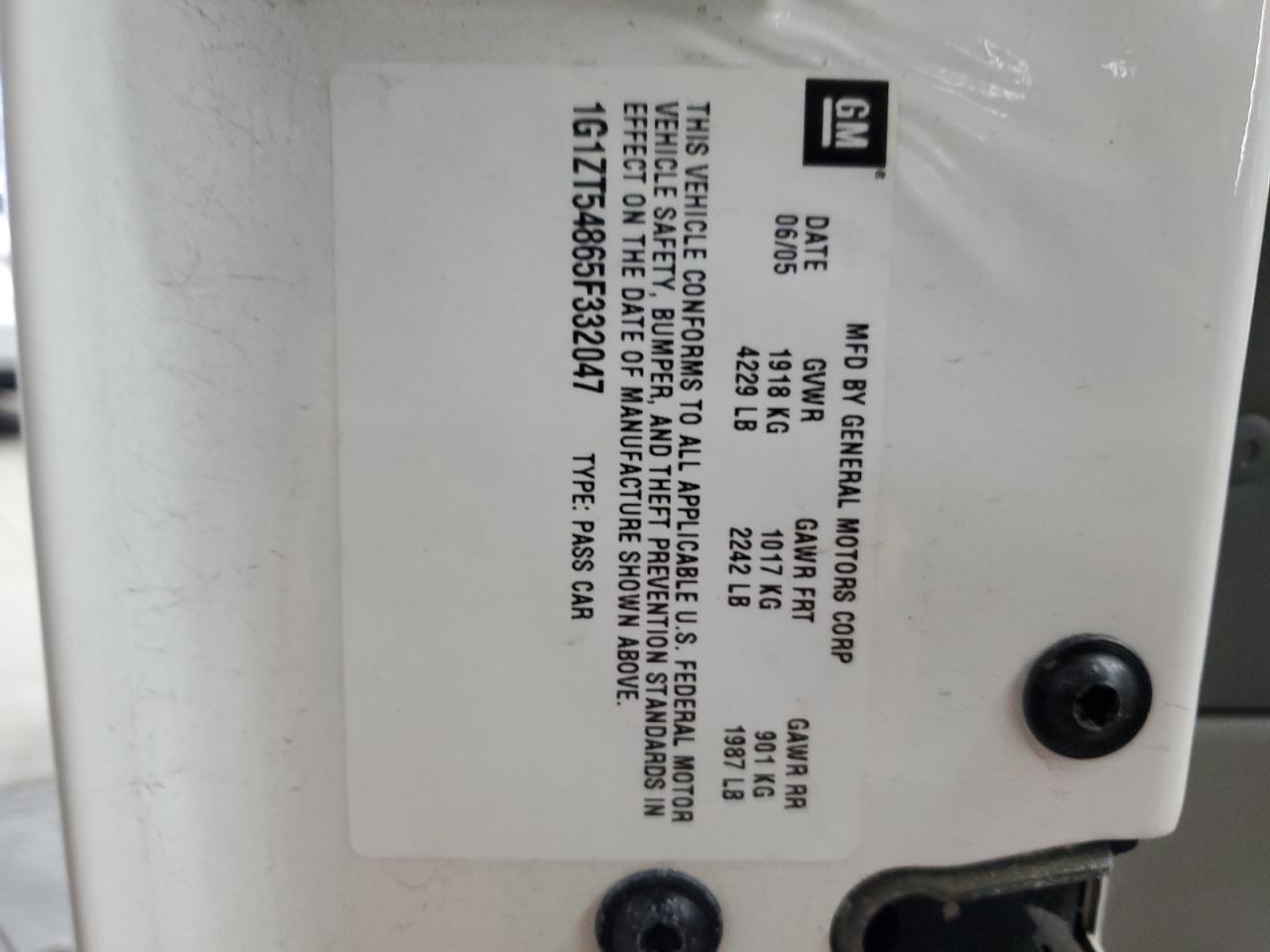 2005 Chevrolet Malibu Ls VIN: 1G1ZT54865F332047 Lot: 86167975