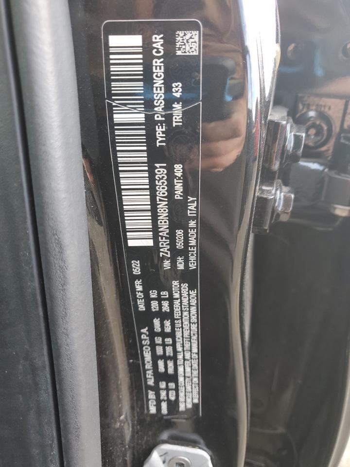 2022 Alfa Romeo Giulia Super VIN: ZARFANBN8N7665391 Lot: 86791855