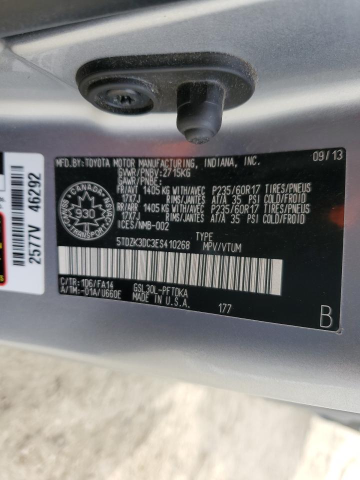 2014 Toyota Sienna VIN: 5TDZK3DC3ES410268 Lot: 68385885