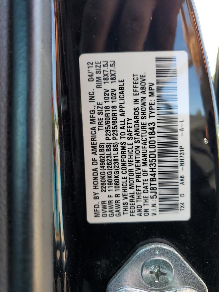 2013 Acura Rdx VIN: 5J8TB4H35DL001843 Lot: 84973395