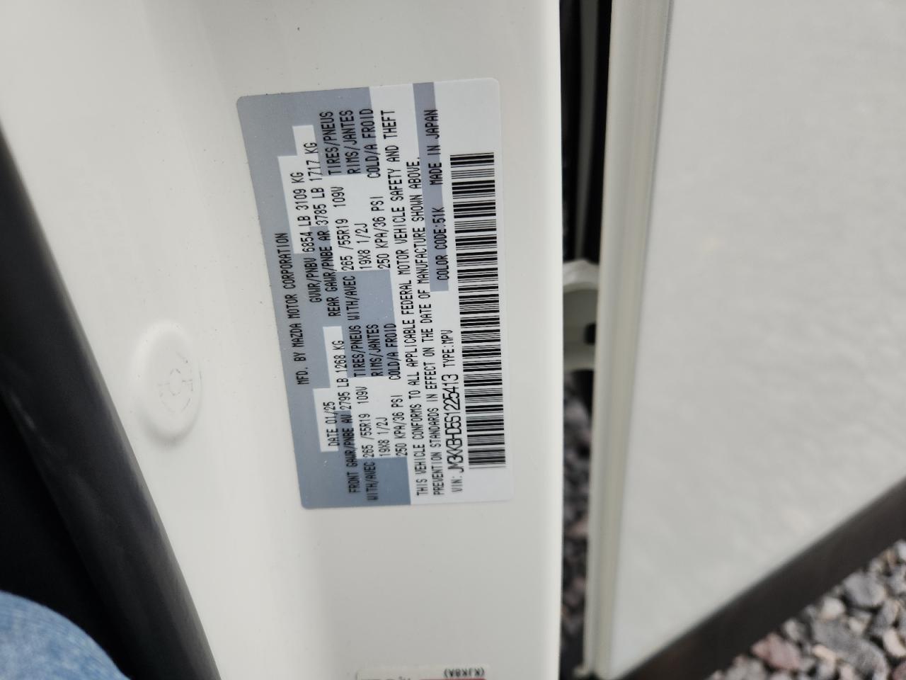 2025 Mazda Cx-90 Preferred VIN: JM3KKBHD5S1225413 Lot: 85933385