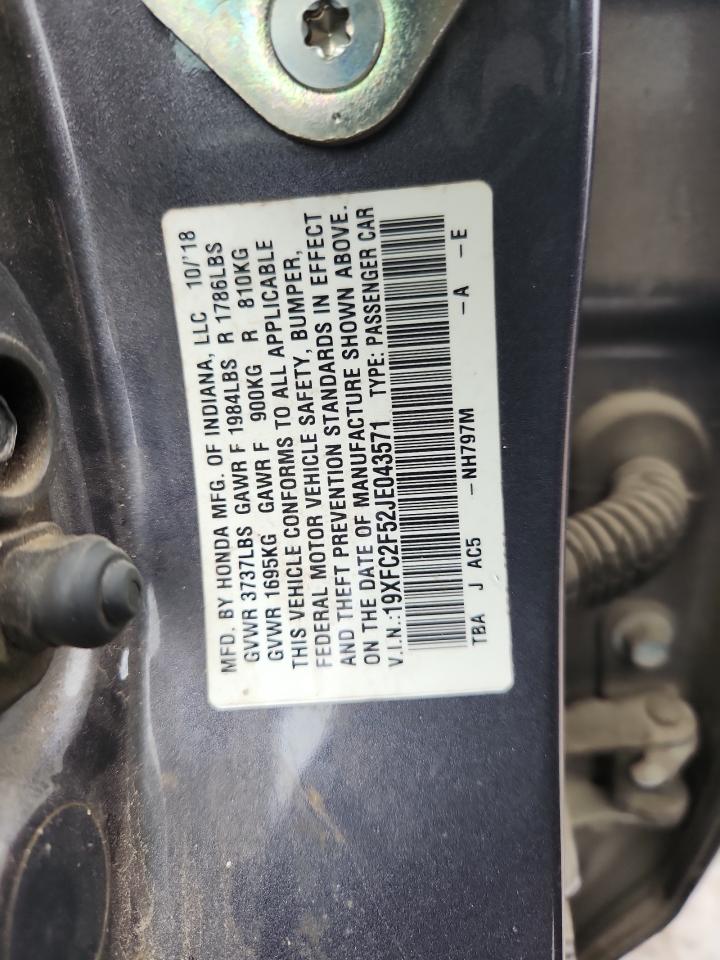 2018 Honda Civic Lx VIN: 19XFC2F52JE043571 Lot: 85301535