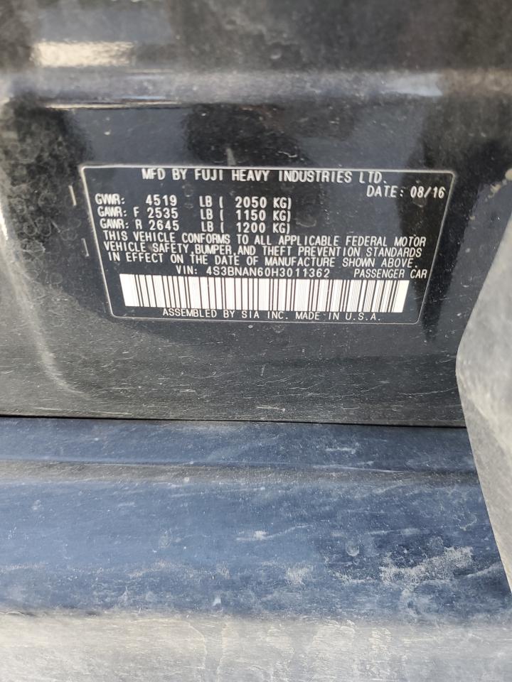 2017 Subaru Legacy 2.5I Limited VIN: 4S3BNAN60H3011362 Lot: 87055765