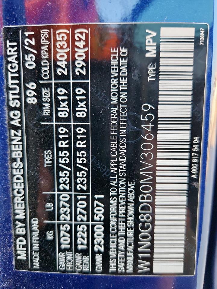 2021 Mercedes-Benz Glc 300 VIN: W1N0G8DB0MV306459 Lot: 84060765