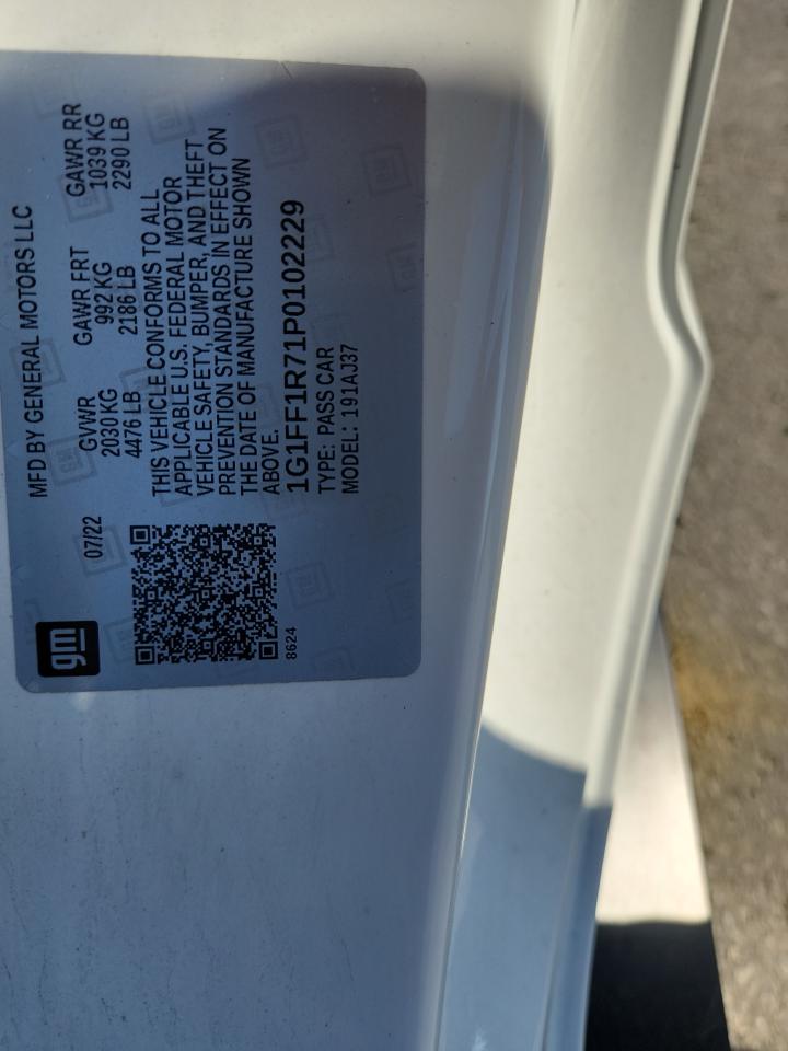 2023 Chevrolet Camaro Lt1 VIN: 1G1FF1R71P0102229 Lot: 85910385