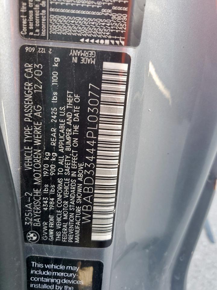 2004 BMW 325 Ci VIN: WBABD33444PL03077 Lot: 82537545