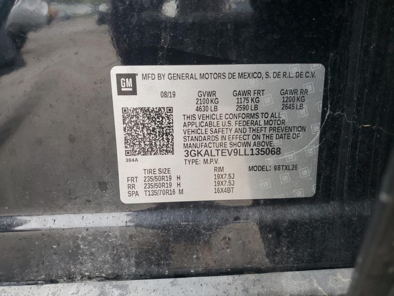 2020 GMC Terrain Sle VIN: 3GKALTEV9LL135068 Lot: 90412145