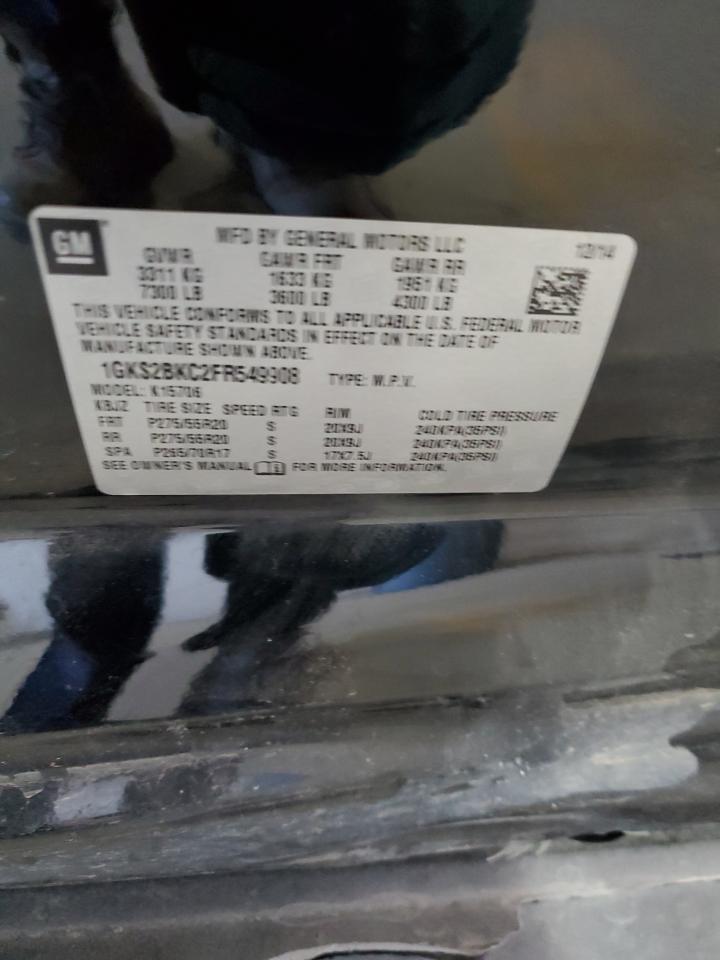 2015 GMC Yukon Slt VIN: 1GKS2BKC2FR549908 Lot: 82403375