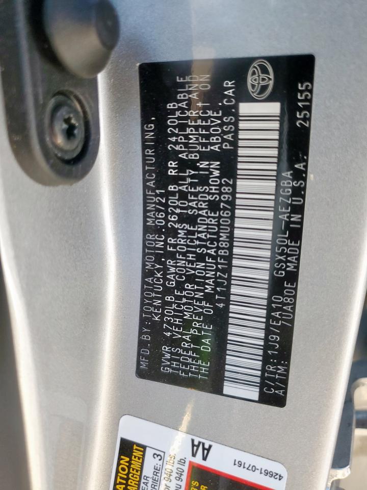 2021 Toyota Avalon Xle VIN: 4T1JZ1FB8MU067982 Lot: 85717225