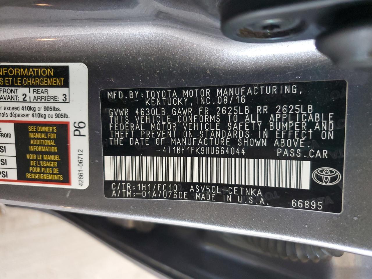 2017 Toyota Camry Le VIN: 4T1BF1FK9HU664044 Lot: 86665805
