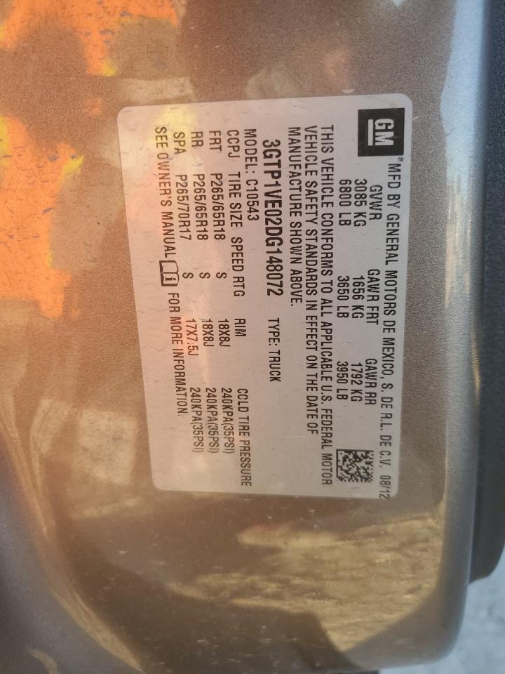 2013 GMC Sierra C1500 Sle VIN: 3GTP1VE02DG148072 Lot: 89451385