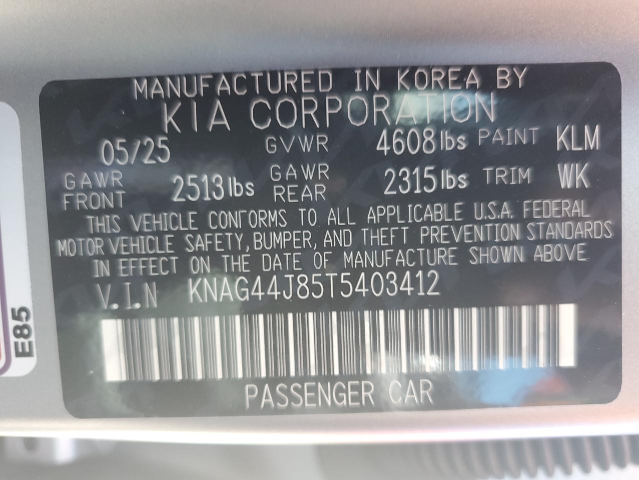 2026 Kia K5 Gt VIN: KNAG44J85T5403412 Lot: 86718245