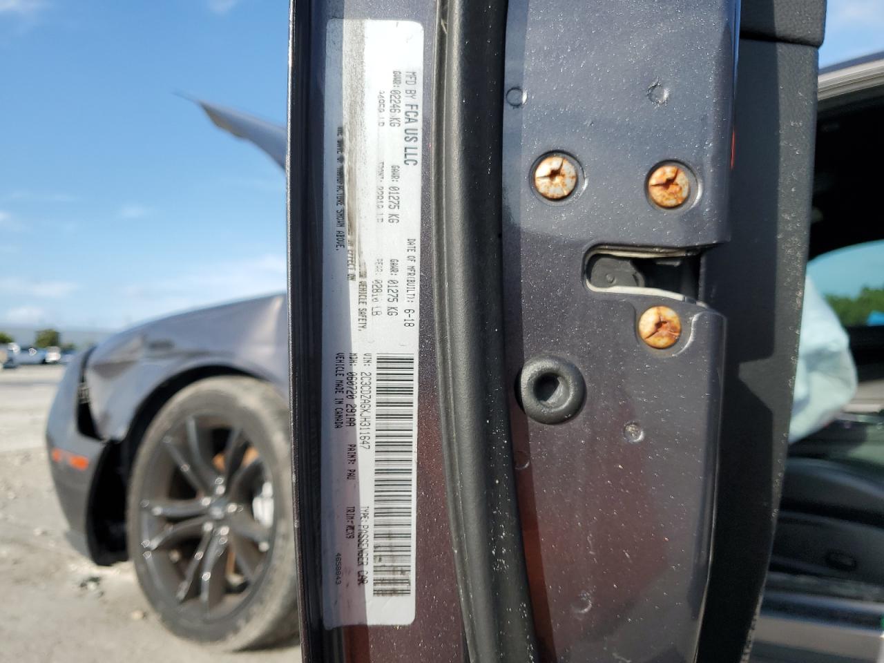 2018 Dodge Challenger VIN: 2C3CDZAGXJH311647 Lot: 85528785