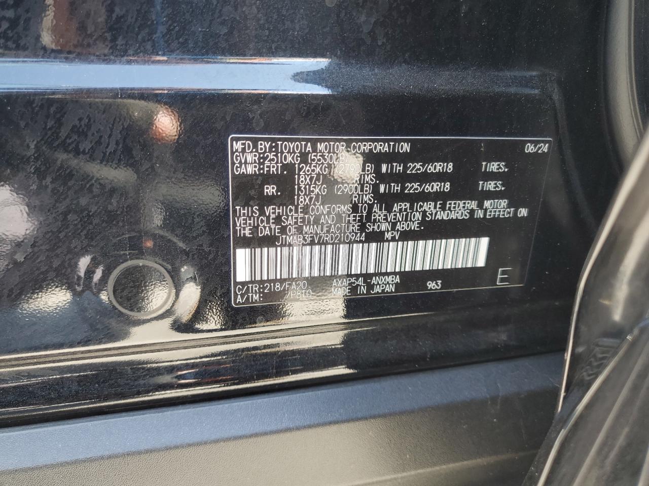 2024 Toyota Rav4 Prime Se VIN: JTMAB3FV7RD210944 Lot: 83797125