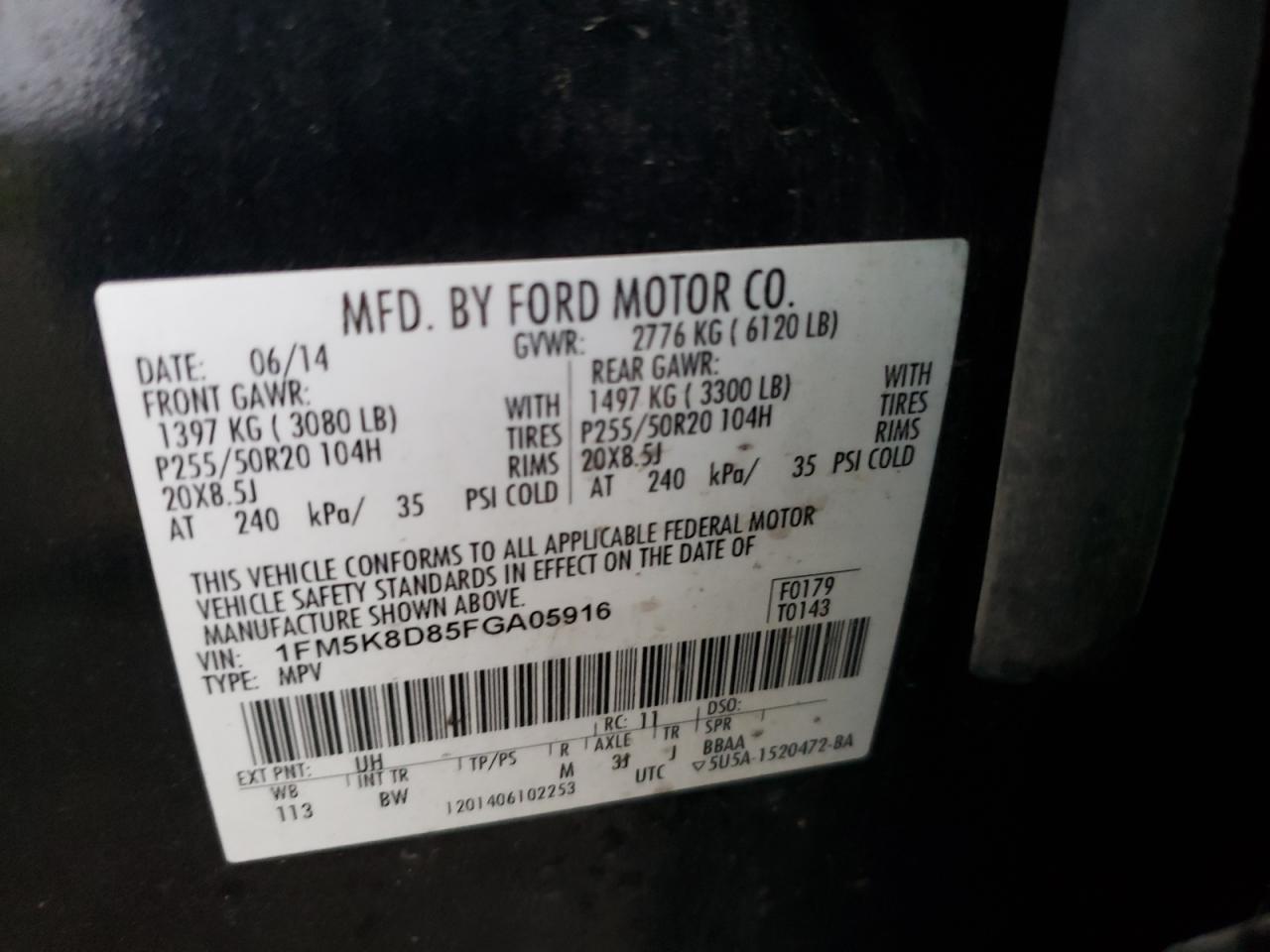 2015 Ford Explorer Xlt VIN: 1FM5K8D85FGA05916 Lot: 82232165