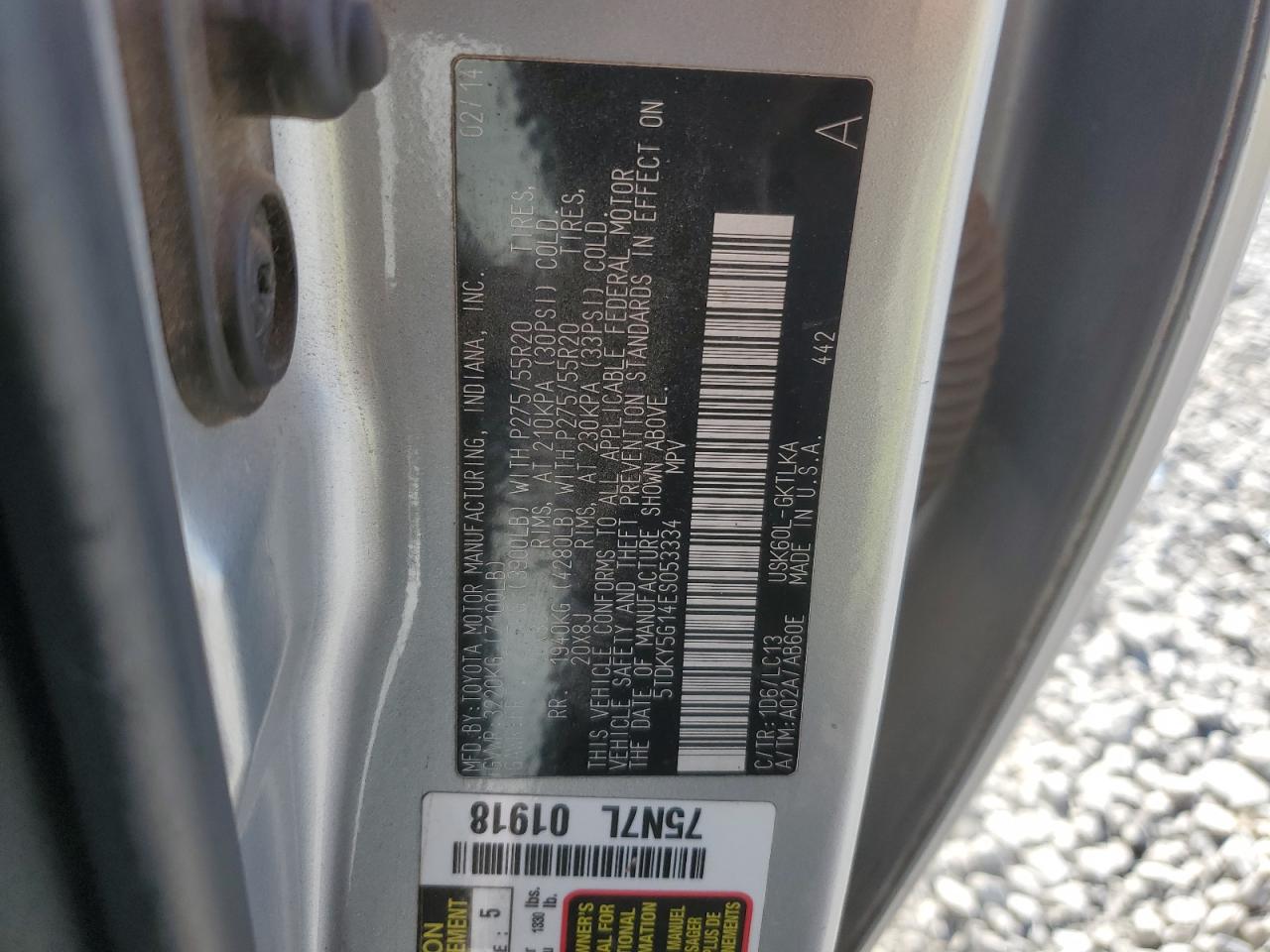 2014 Toyota Sequoia Limited VIN: 5TDKY5G14ES053334 Lot: 89858265