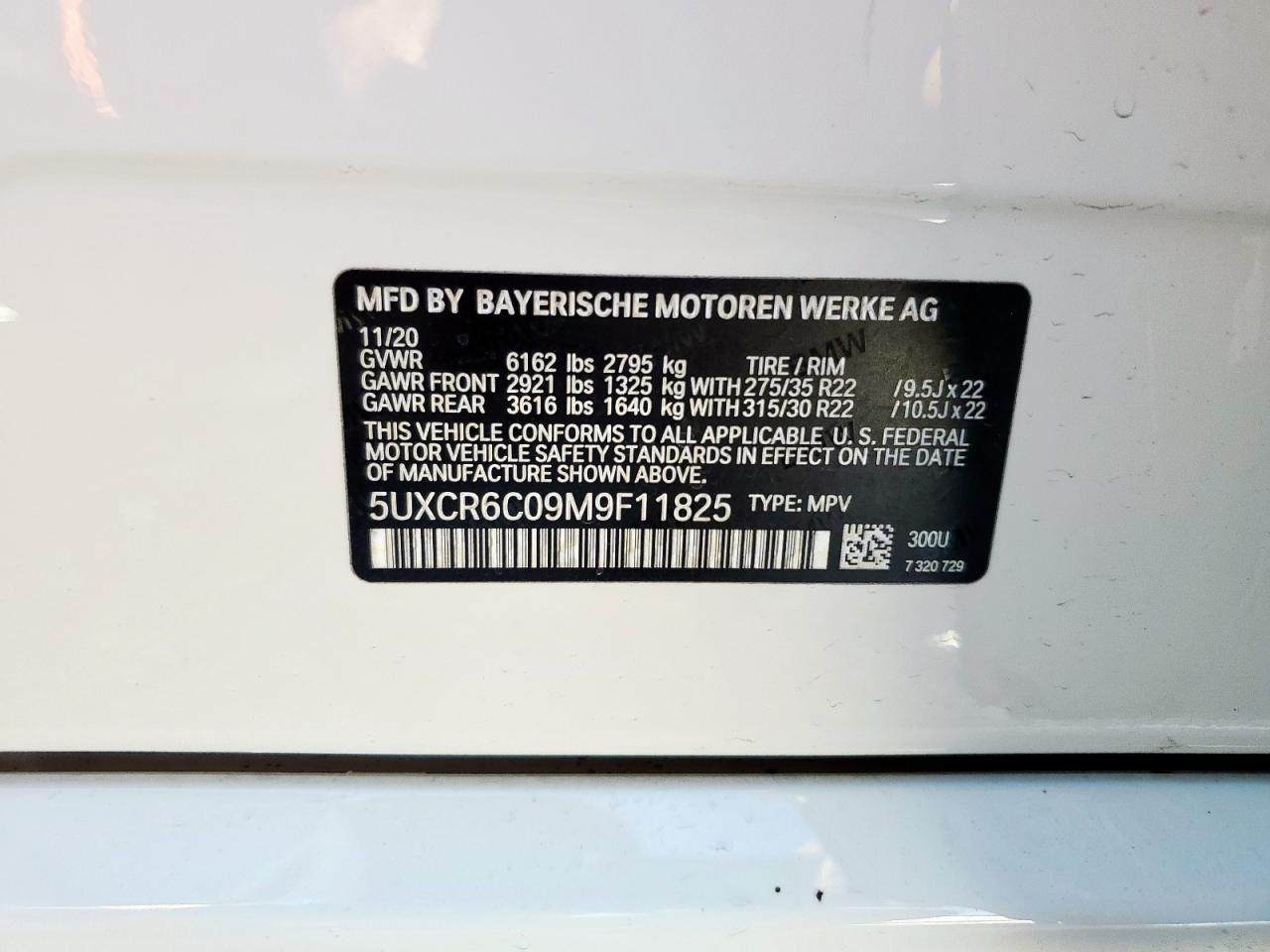 2021 BMW X5 xDrive40I VIN: 5UXCR6C09M9F11825 Lot: 86335685