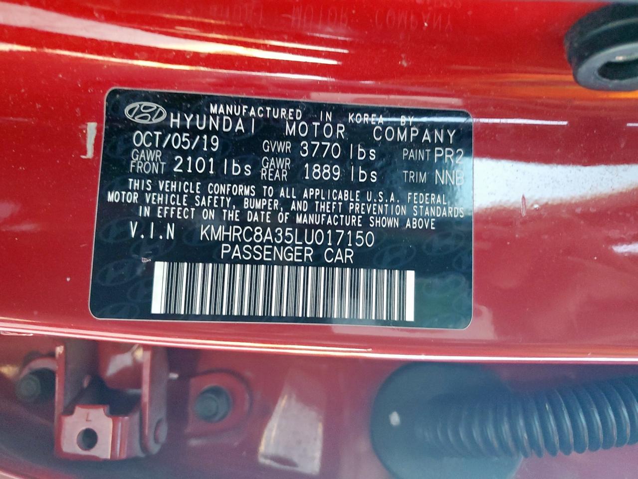 2020 Hyundai Venue Sel VIN: KMHRC8A35LU017150 Lot: 89646335