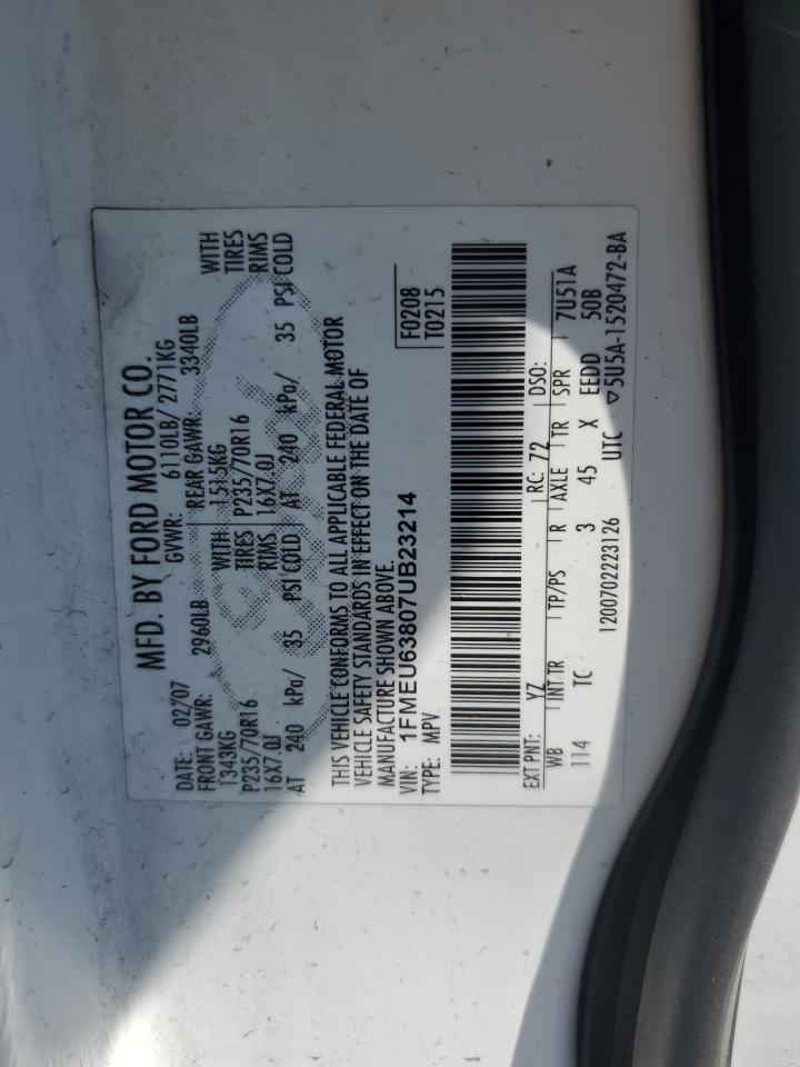 2007 Ford Explorer Xlt VIN: 1FMEU63807UB23214 Lot: 82571355