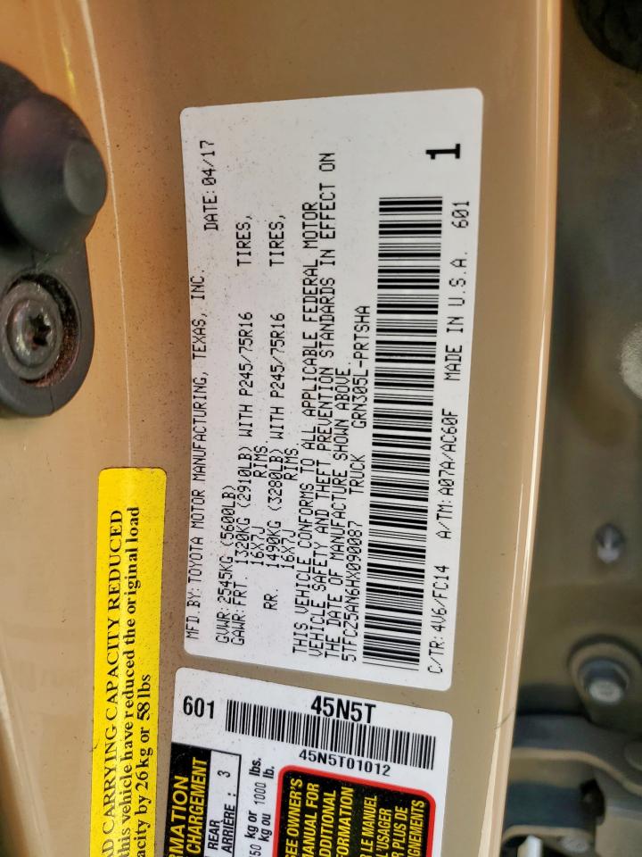 2017 Toyota Tacoma Double Cab VIN: 5TFCZ5AN6HX090087 Lot: 85678565