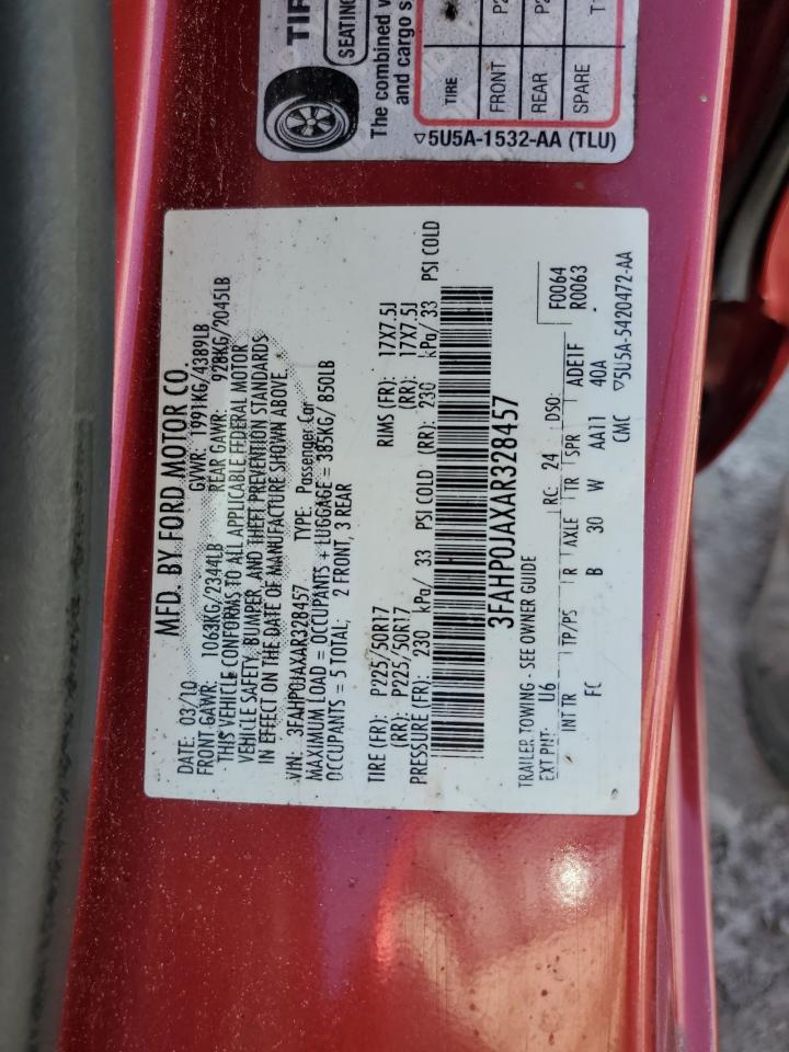 2010 Ford Fusion Sel VIN: 3FAHP0JAXAR328457 Lot: 82341435