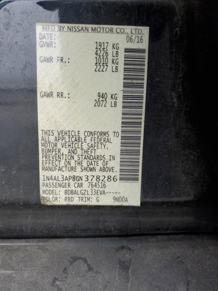 2016 Nissan Altima 2.5 VIN: 1N4AL3AP8GN378286 Lot: 82292805