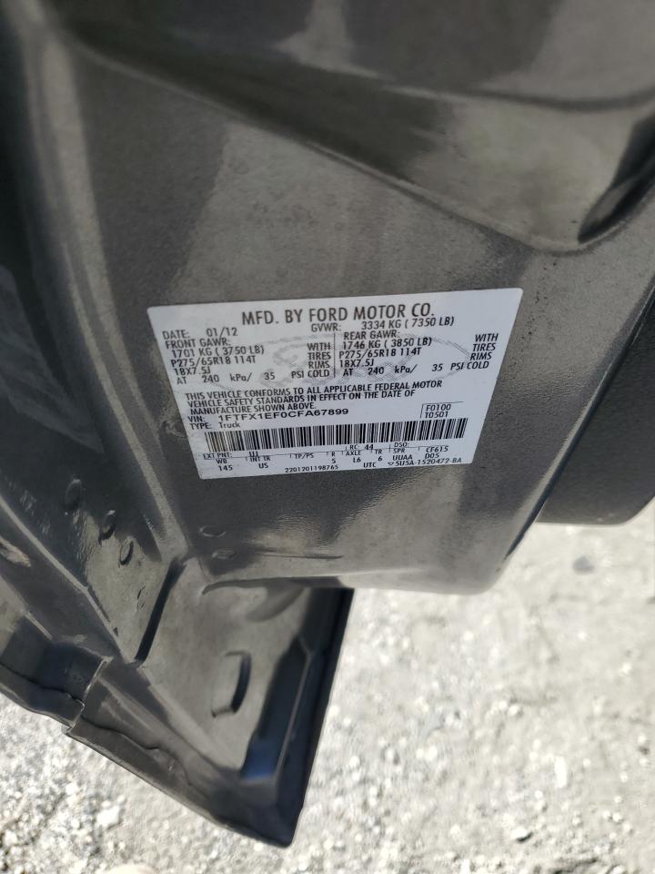 2012 Ford F150 Super Cab VIN: 1FTFX1EF0CFA67899 Lot: 86781495