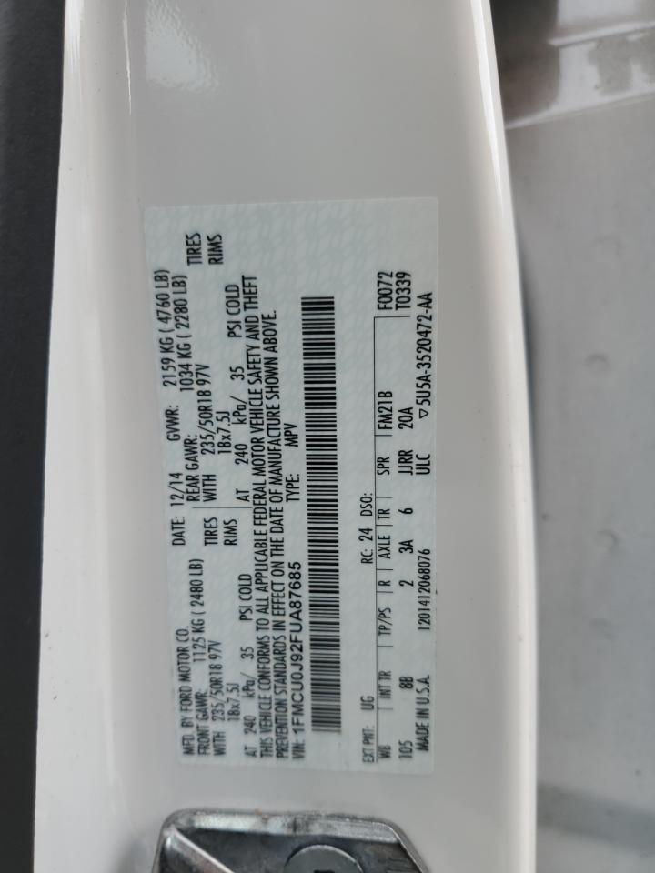 2015 Ford Escape Titanium VIN: 1FMCU0J92FUA87685 Lot: 90396065