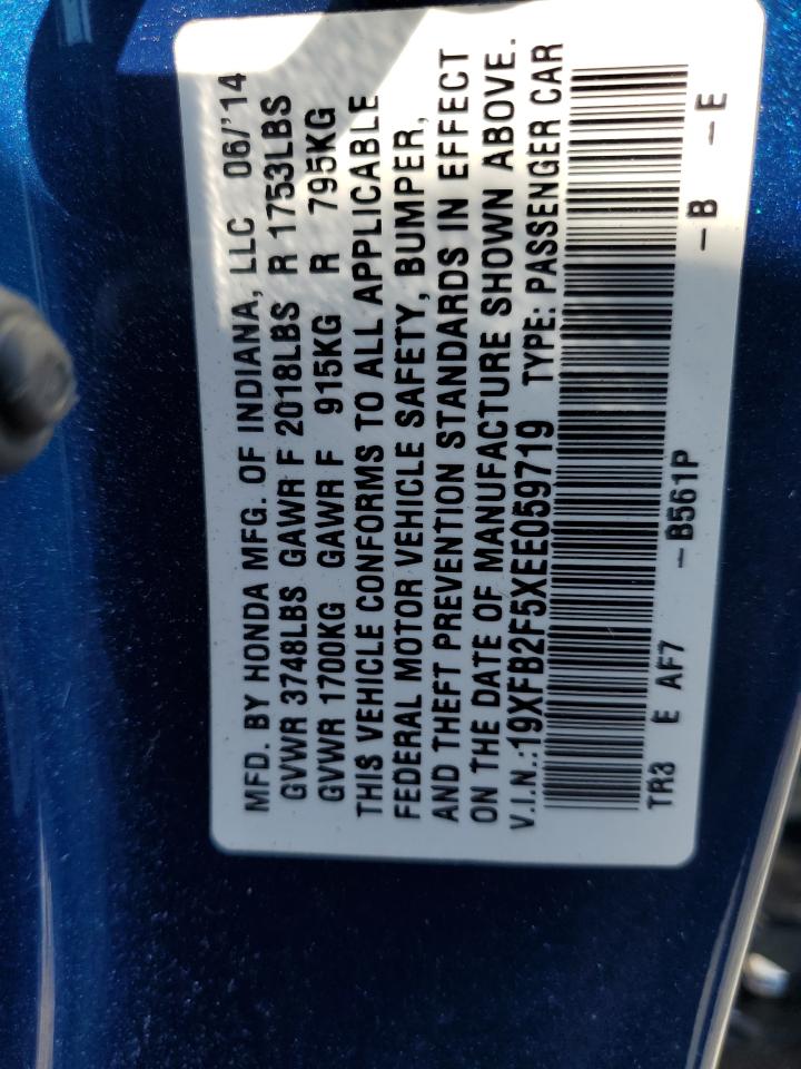 2014 Honda Civic Lx VIN: 19XFB2F5XEE059719 Lot: 84780595