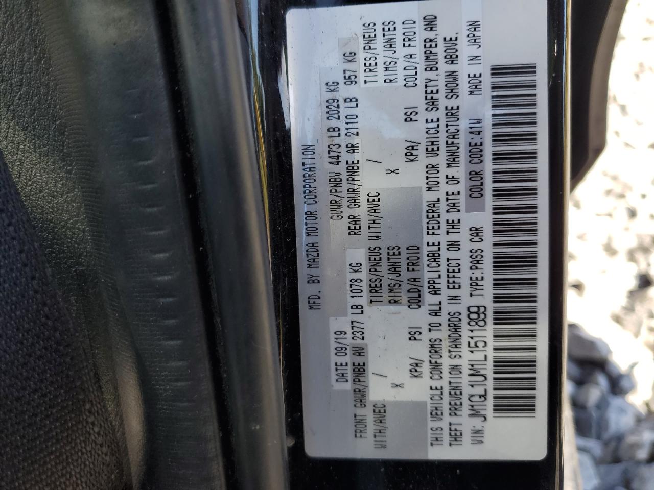 2020 Mazda 6 Sport VIN: JM1GL1UM1L1511899 Lot: 94366985