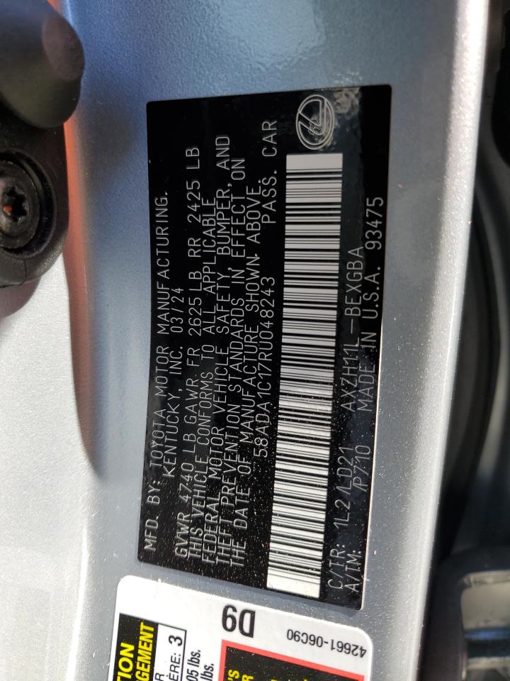 2024 Lexus Es 300H Base VIN: 58ADA1C17RU048243 Lot: 86177365