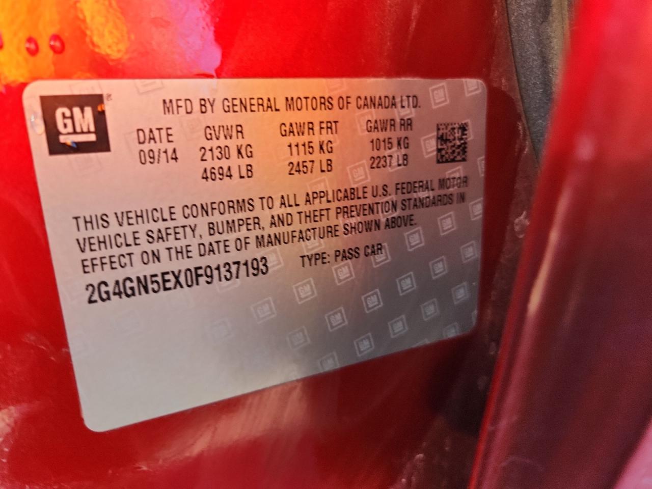 2015 Buick Regal Premium VIN: 2G4GN5EX0F9137193 Lot: 90442145