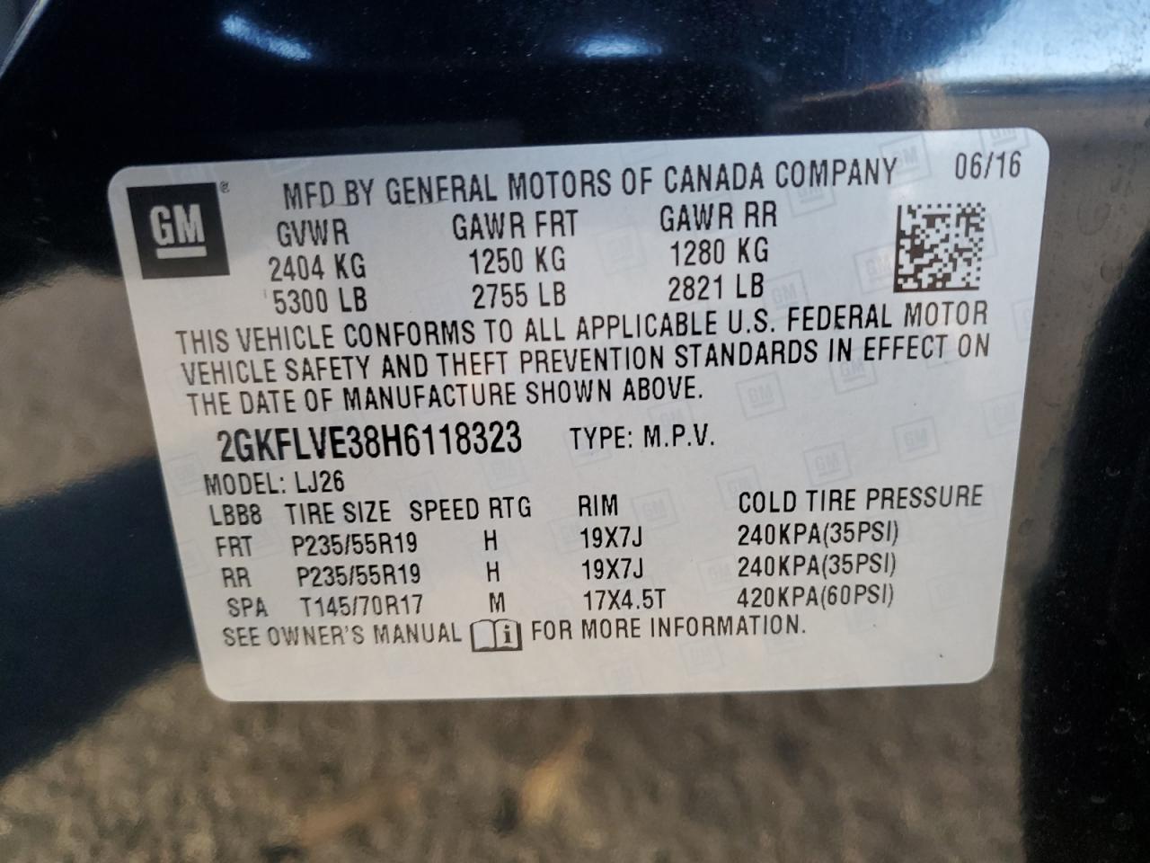 2017 GMC Terrain Denali VIN: 2GKFLVE38H6118323 Lot: 87123685