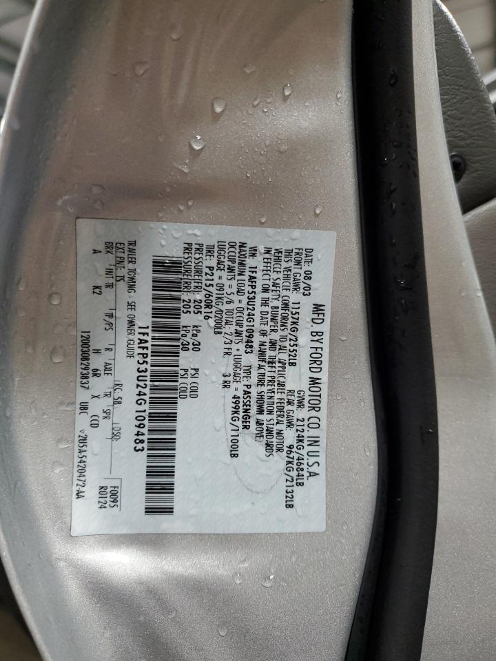 2004 Ford Taurus Se VIN: 1FAFP53U24G109483 Lot: 86631495