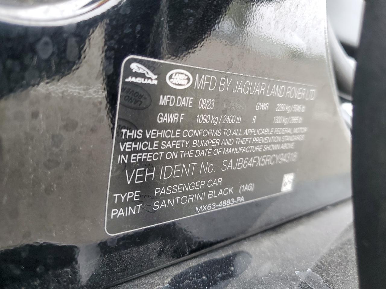 2024 Jaguar Xf R-Dynamic Se VIN: SAJB64FX5RCY94318 Lot: 82545335