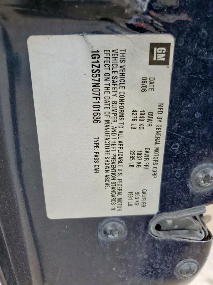 2007 Chevrolet Malibu Ls VIN: 1G1ZS57N07F101636 Lot: 85324905