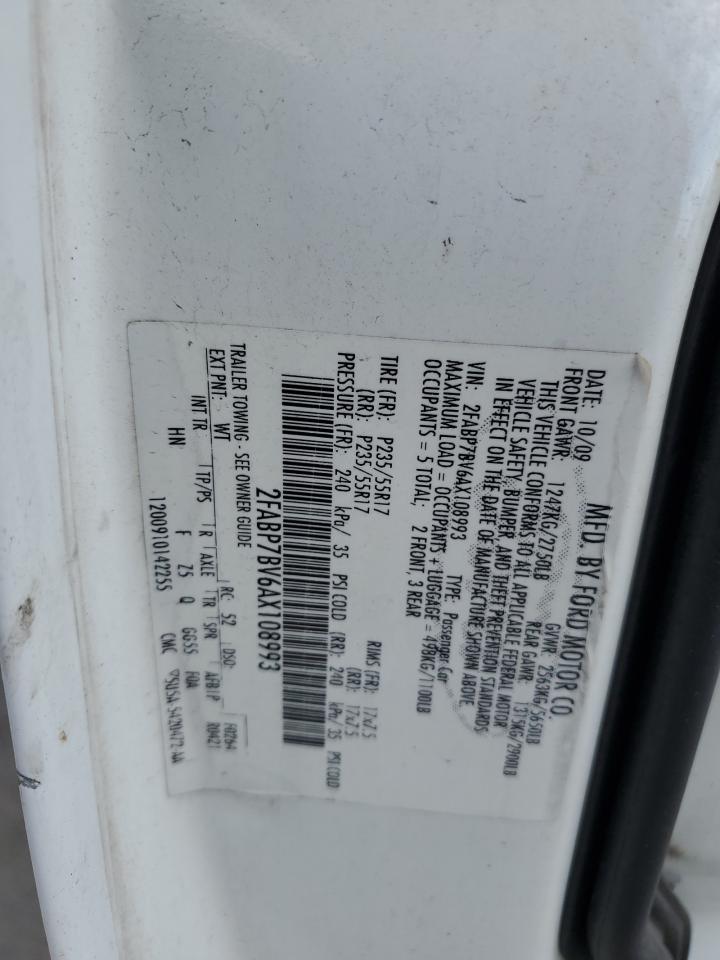 2010 Ford Crown Victoria Police Interceptor VIN: 2FABP7BV6AX108993 Lot: 86146955