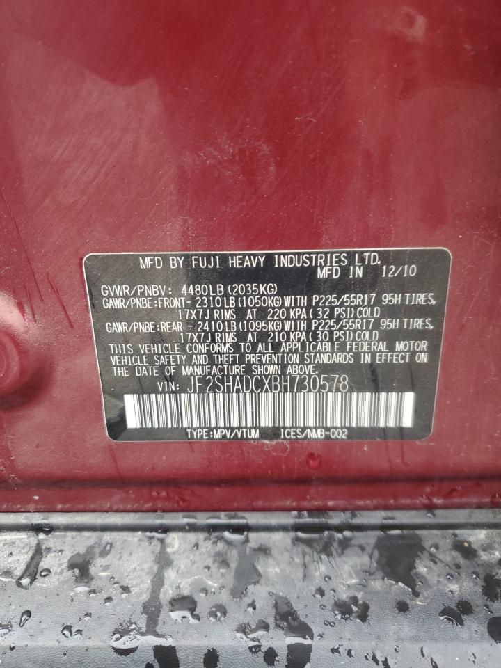 2011 Subaru Forester 2.5X Premium VIN: JF2SHADCXBH730578 Lot: 85351105