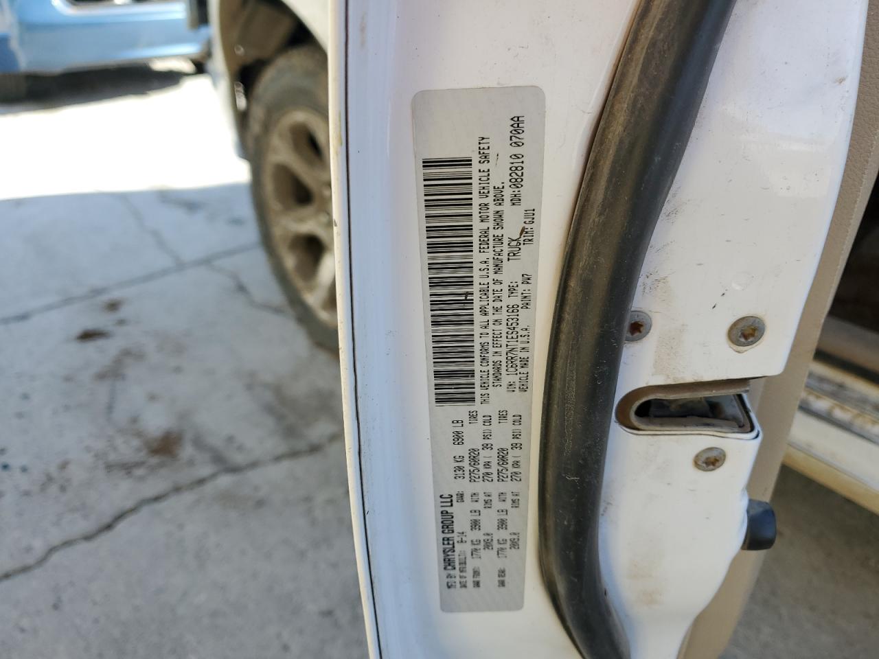 2014 Ram 1500 Laramie VIN: 1C6RR7NT1ES453166 Lot: 85837235