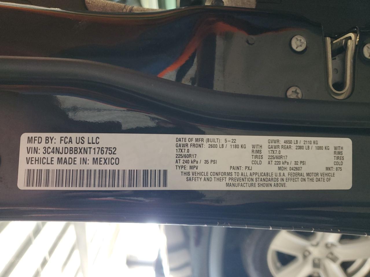 2022 Jeep Compass Latitude VIN: 3C4NJDBBXNT176752 Lot: 85547615