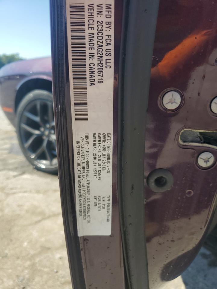 2022 Dodge Challenger Sxt VIN: 2C3CDZAG2NH206719 Lot: 82069695