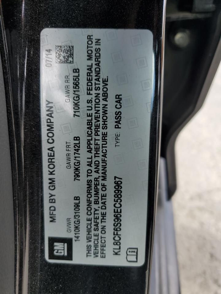 2014 Chevrolet Spark 2Lt VIN: KL8CF6S96EC589967 Lot: 85752635
