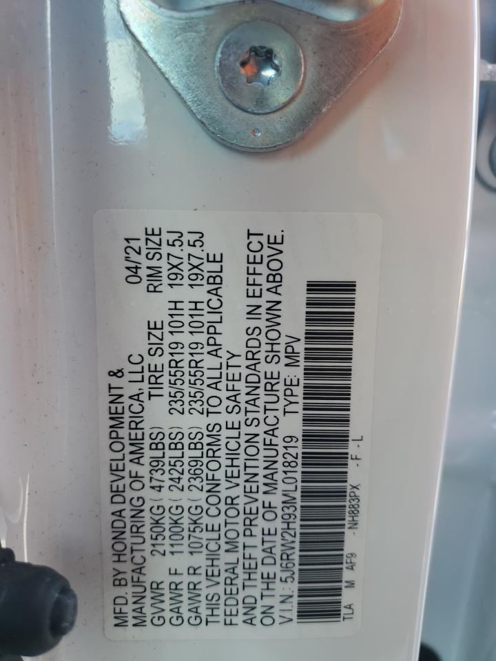 2021 Honda Cr-V Touring VIN: 5J6RW2H93ML018219 Lot: 85818535